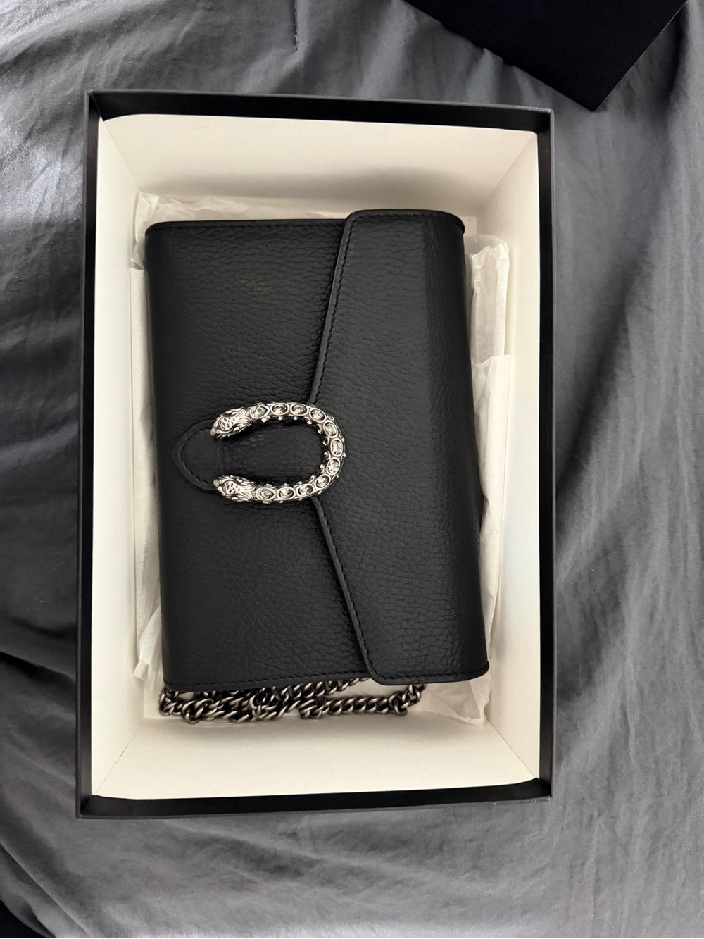 Gucci Black Leather Crossbody with Silver-Tone Horsebit